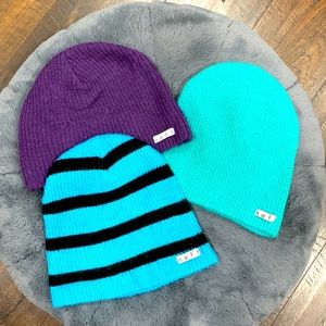 Gently worn set of 3 Neff Beanies